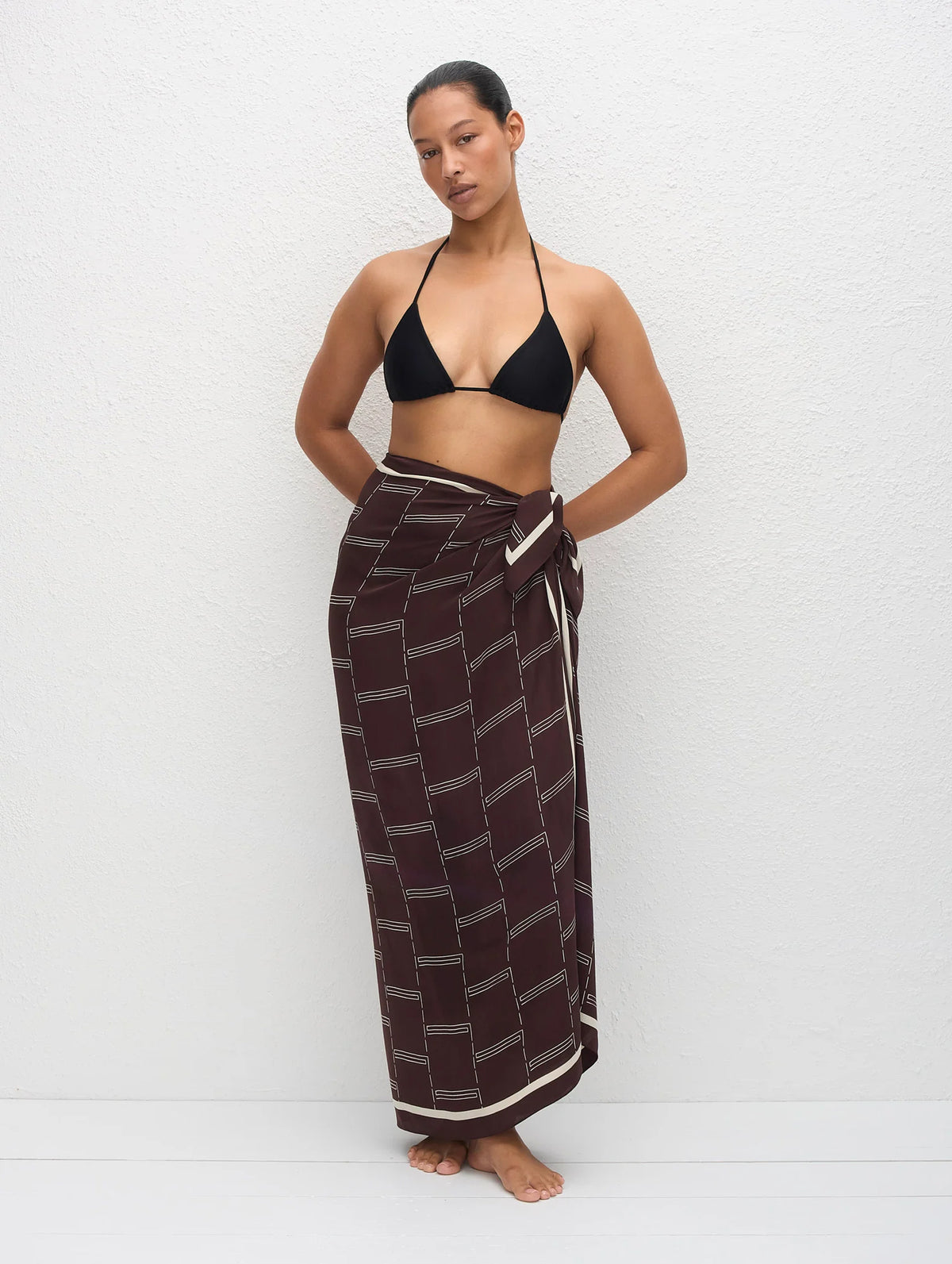 Silk Sarong in Bamboo Aubergine