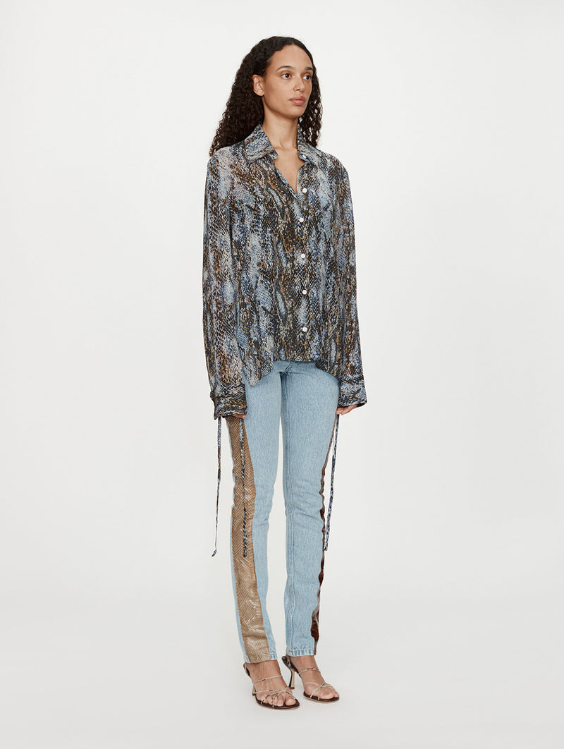 Silk Shirt in Serpent Print