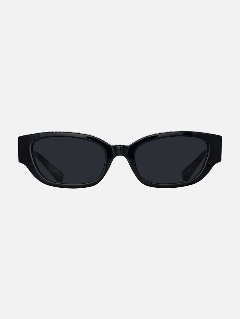 'I need a holiday' Sunglasses in Black Crystals