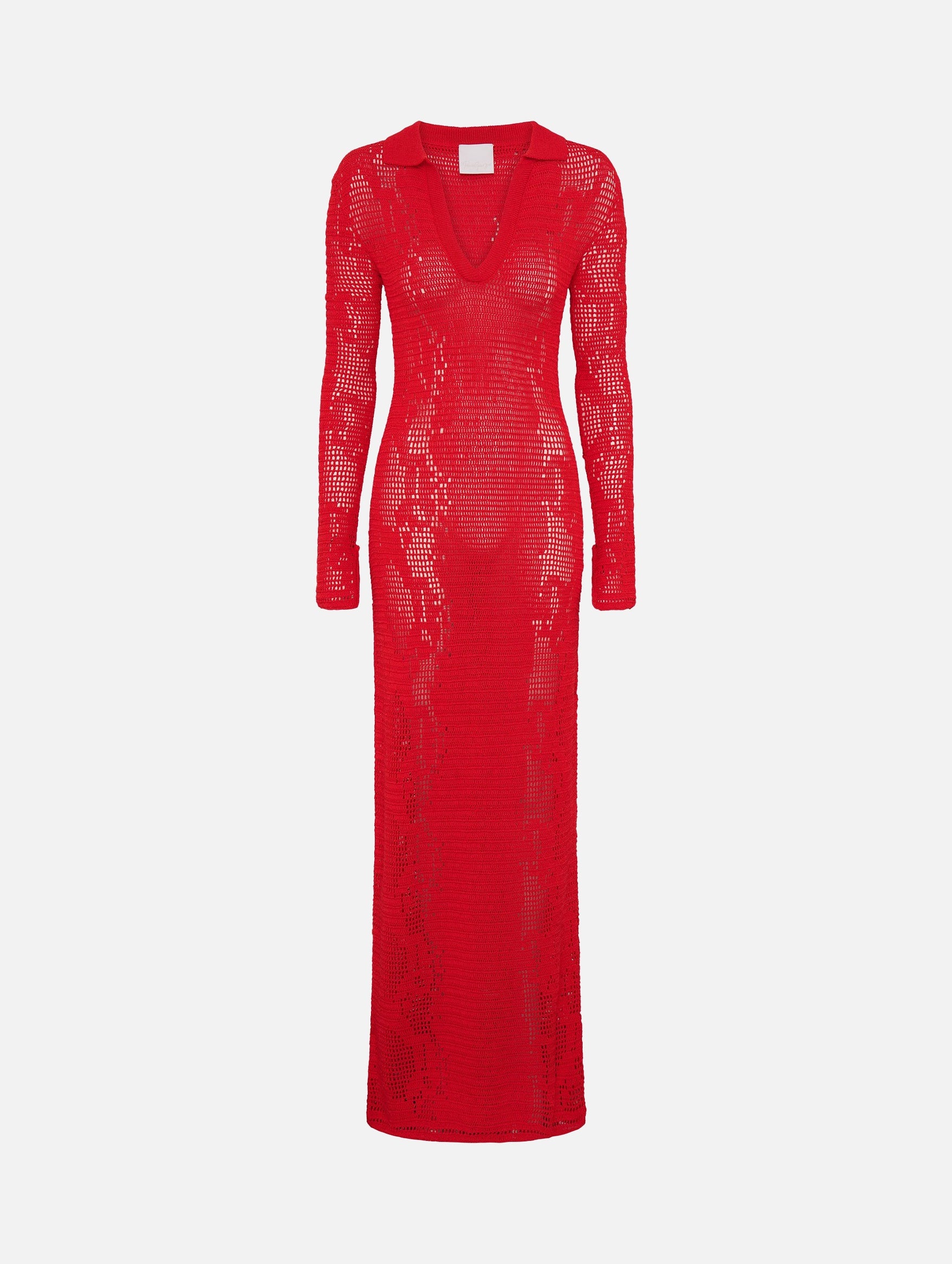 Snakeskin Crochet Dress in Red