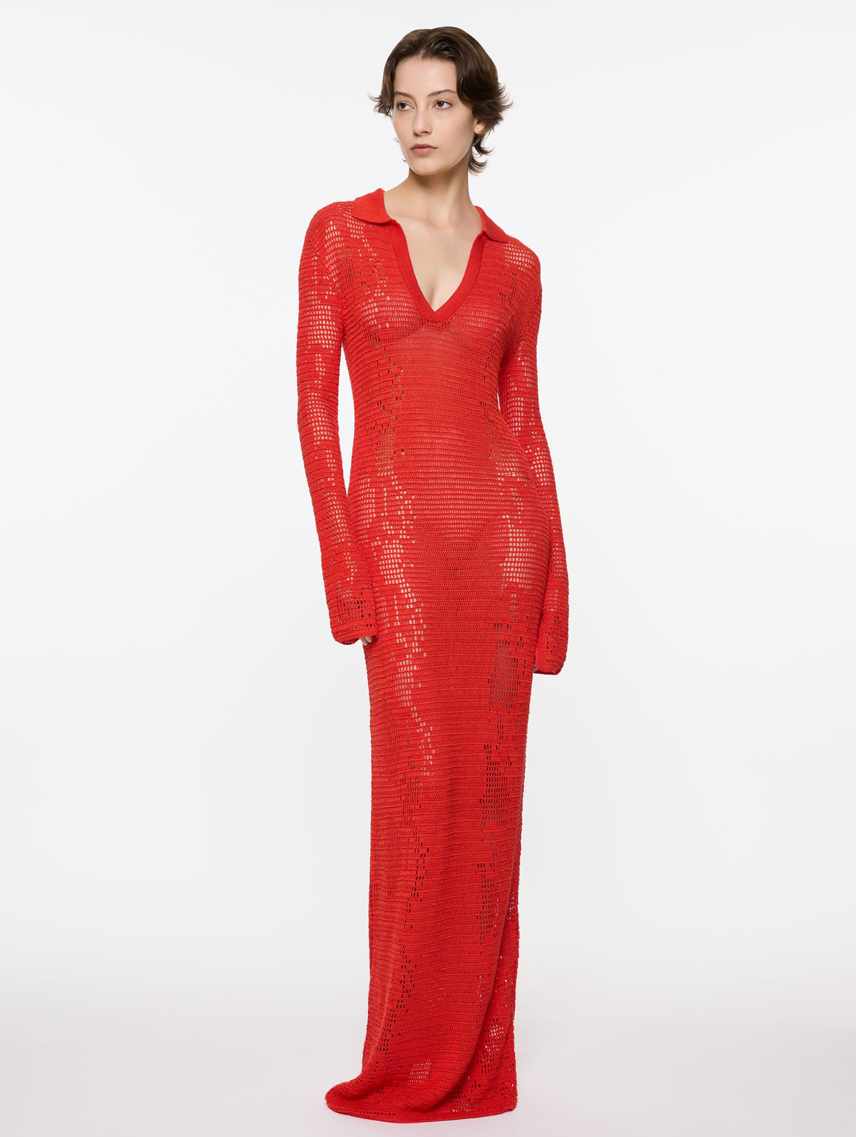 Snakeskin Crochet Dress in Red