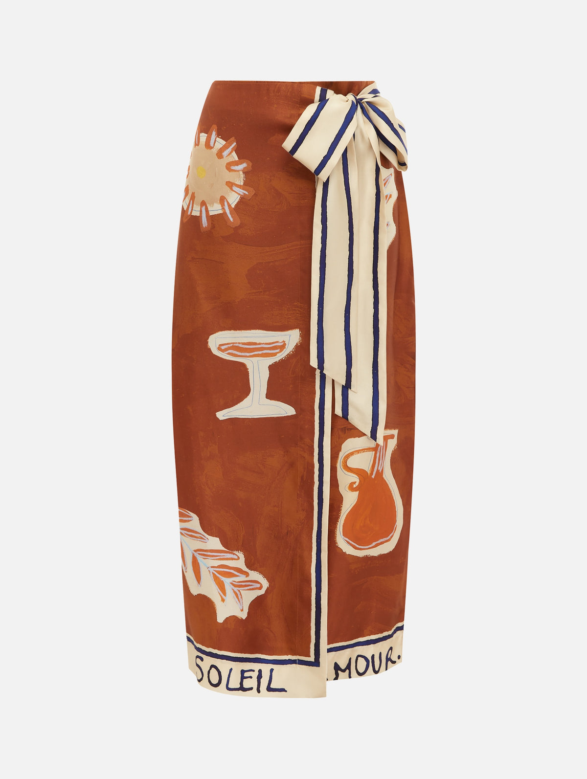 Soleil D'Amour Silk Sarong Skirt in Rust