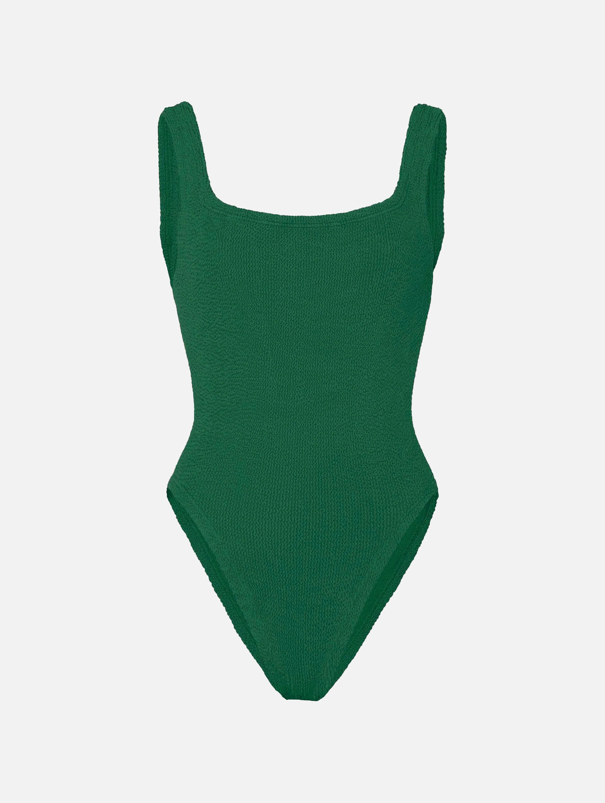 Square Neck Swimsuit in Metallic Forest Green
