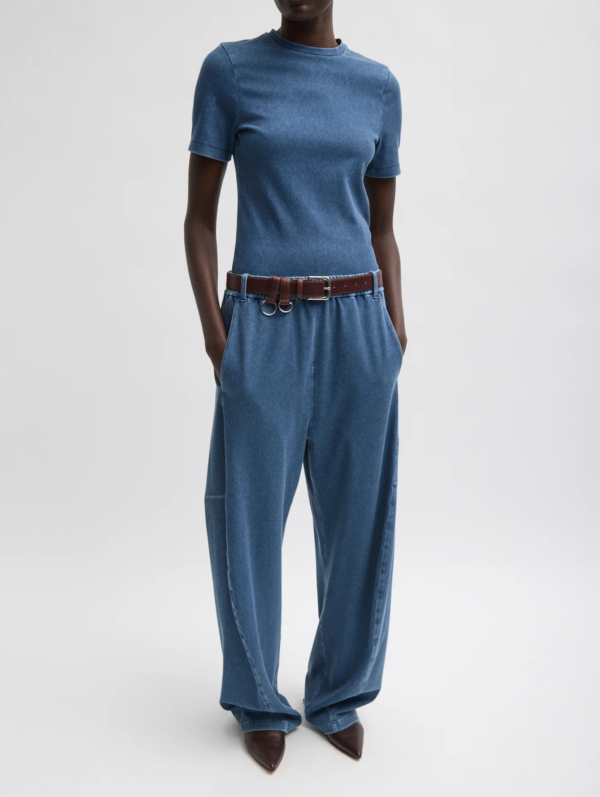 Stretch Denim Baby Tee in Classic Wash