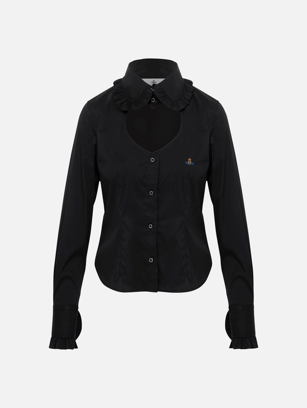 Toulouse Cotton Frill Shirt in Black