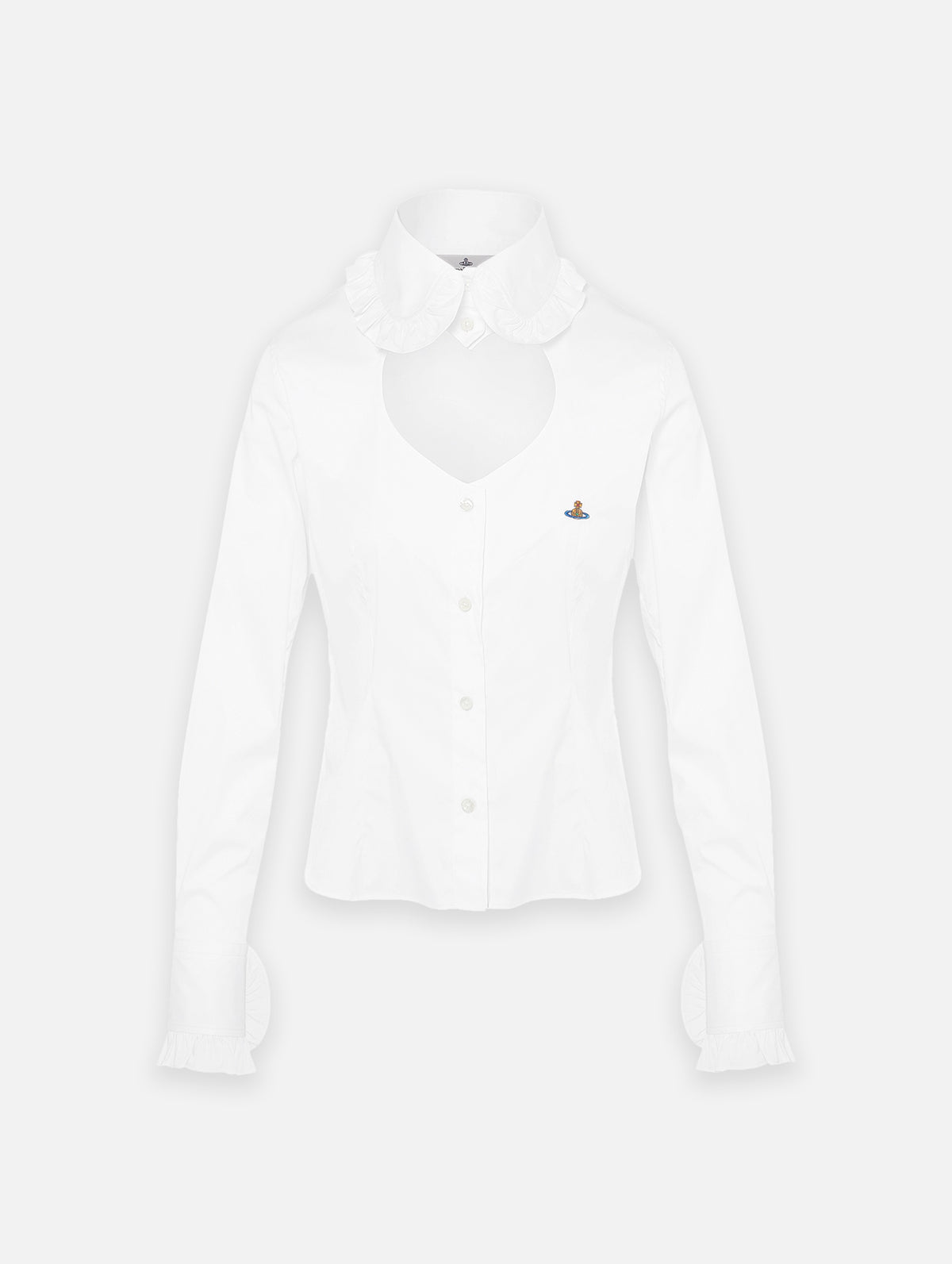Toulouse Cotton Frill Shirt in White