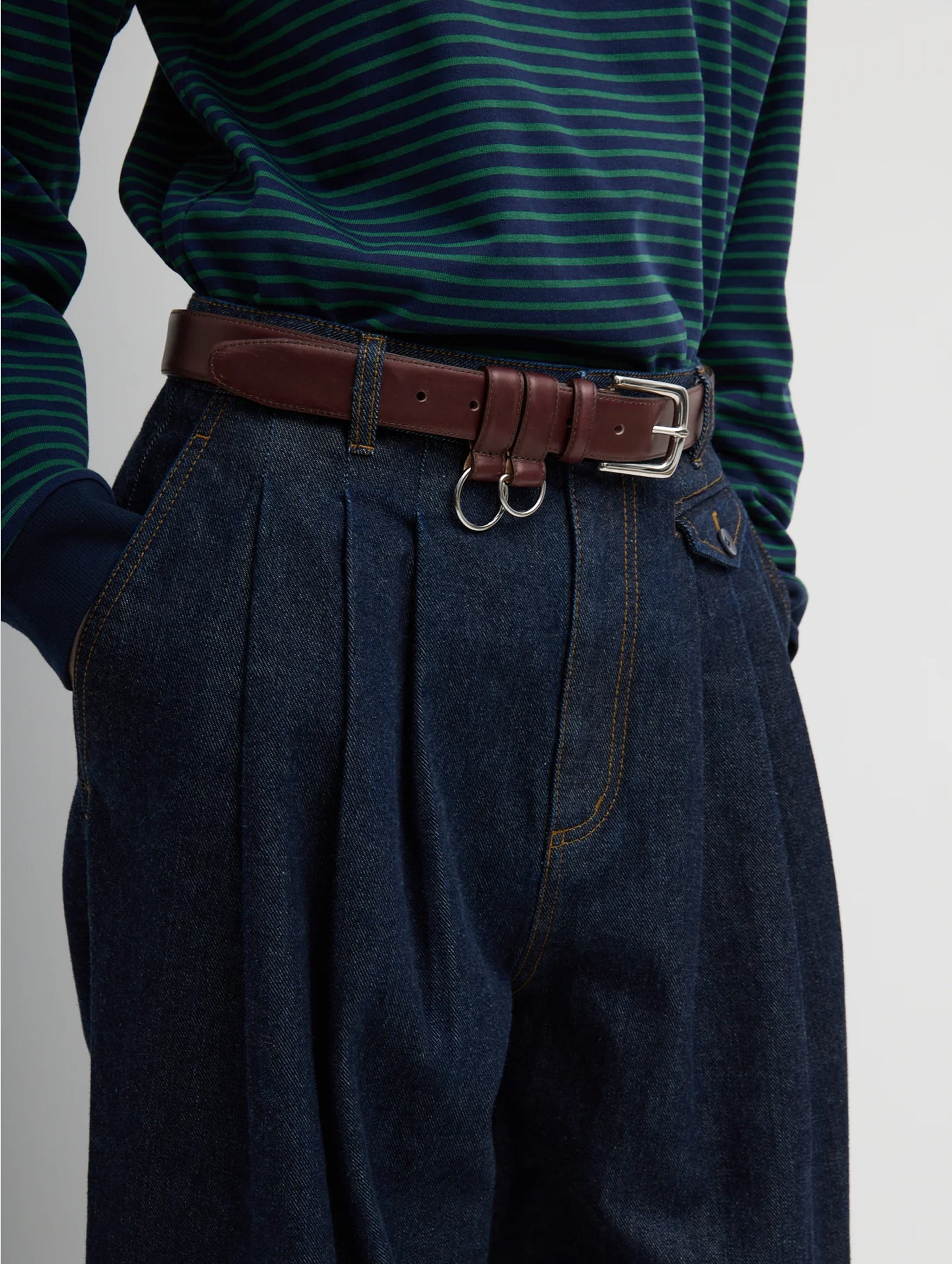 Triple Pleat Jean in Indigo