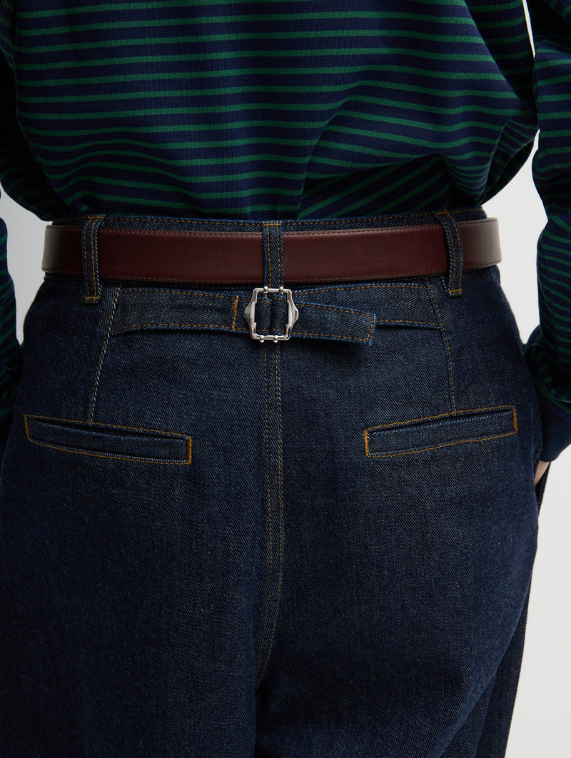 Triple Pleat Jean in Indigo