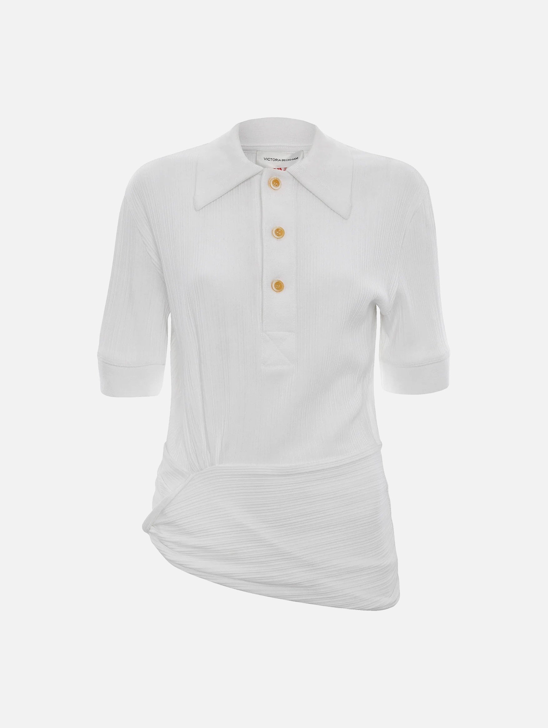Twist Detail Polo Top in White
