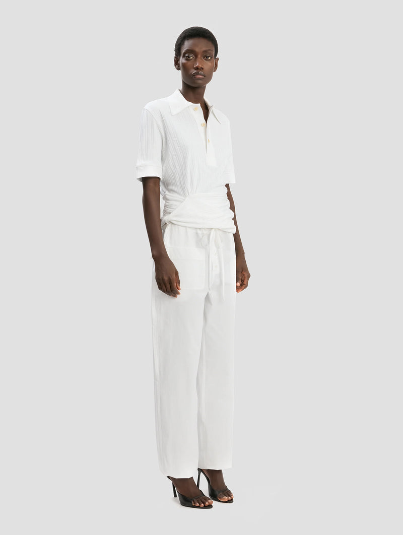 Twist Detail Polo Top in White