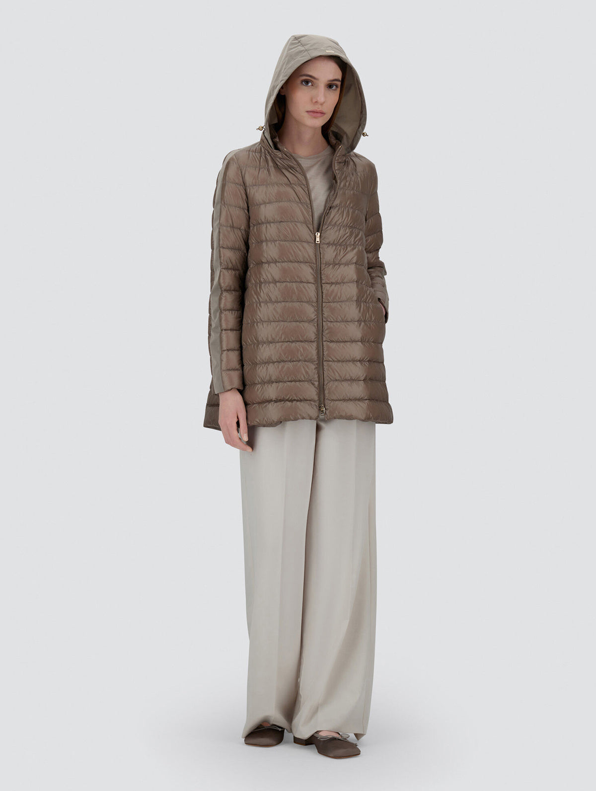 Ultralight Nylon and Techno Taffeta Jacket in Dove Grey