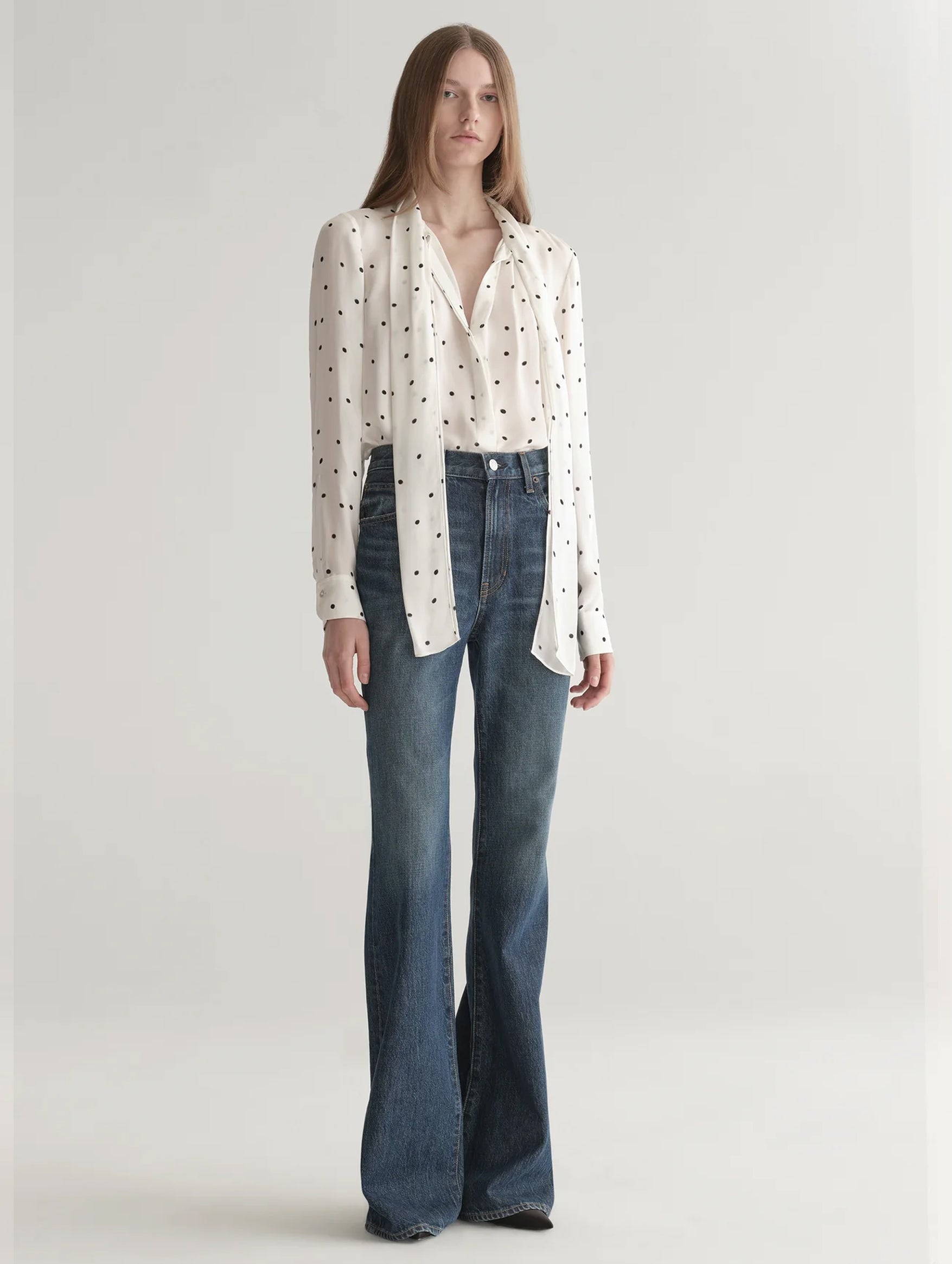 Viv Polka Dot Silk Top in Cream and Black