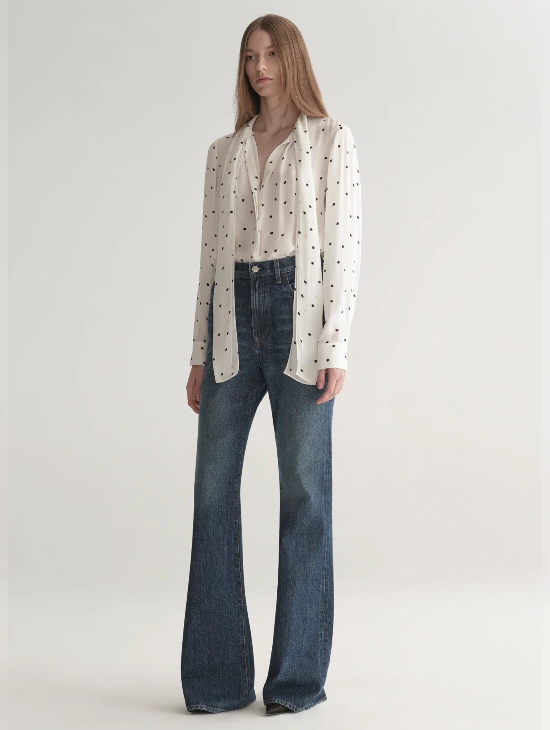 Viv Polka Dot Silk Top in Cream and Black