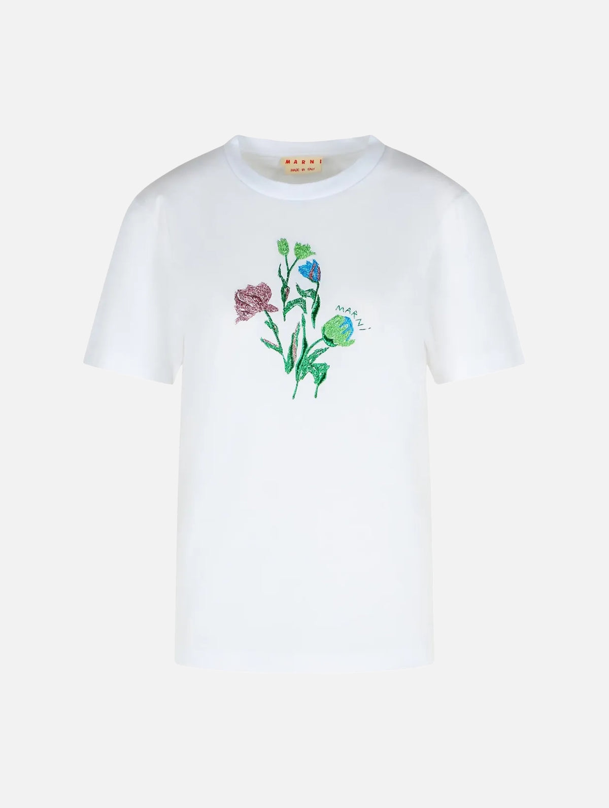 Floral Embroidered T-Shirt in White