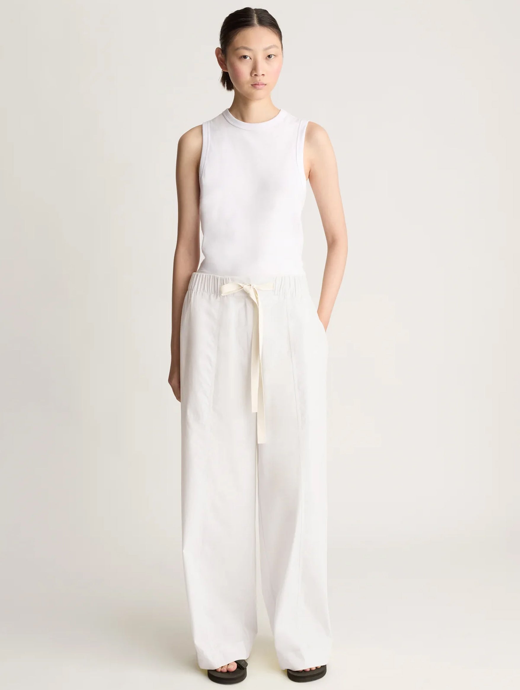 LM Poplin Wide Leg Pant in Natural