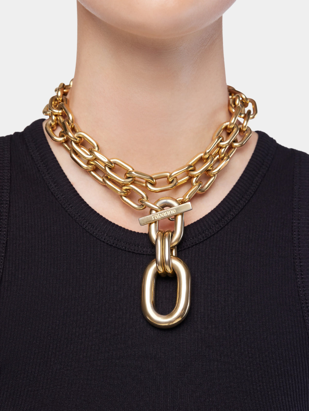 Double XL Link Necklace With Pendant in Gold