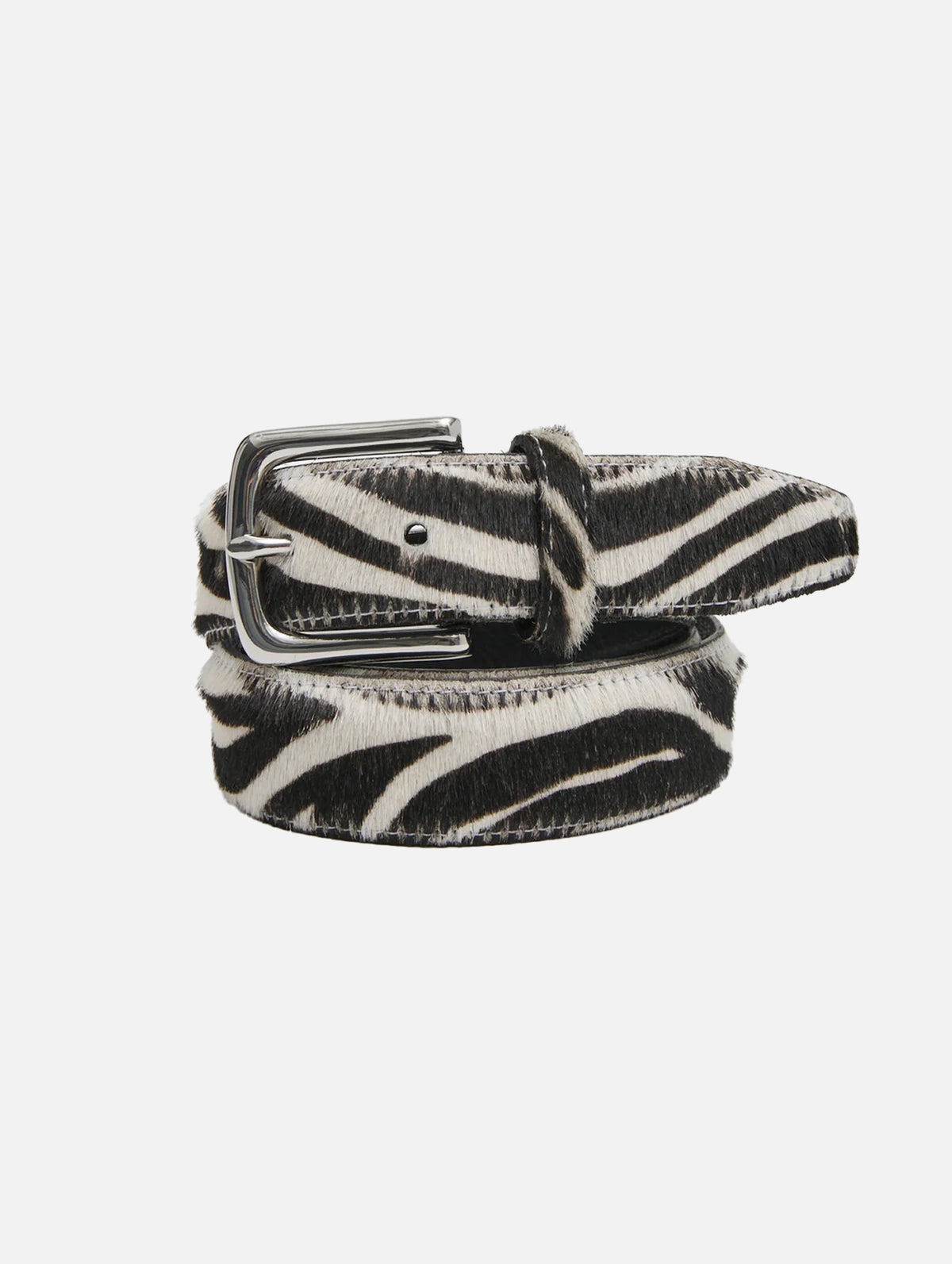 Classic Pony Hair Leather Belt In Zebra