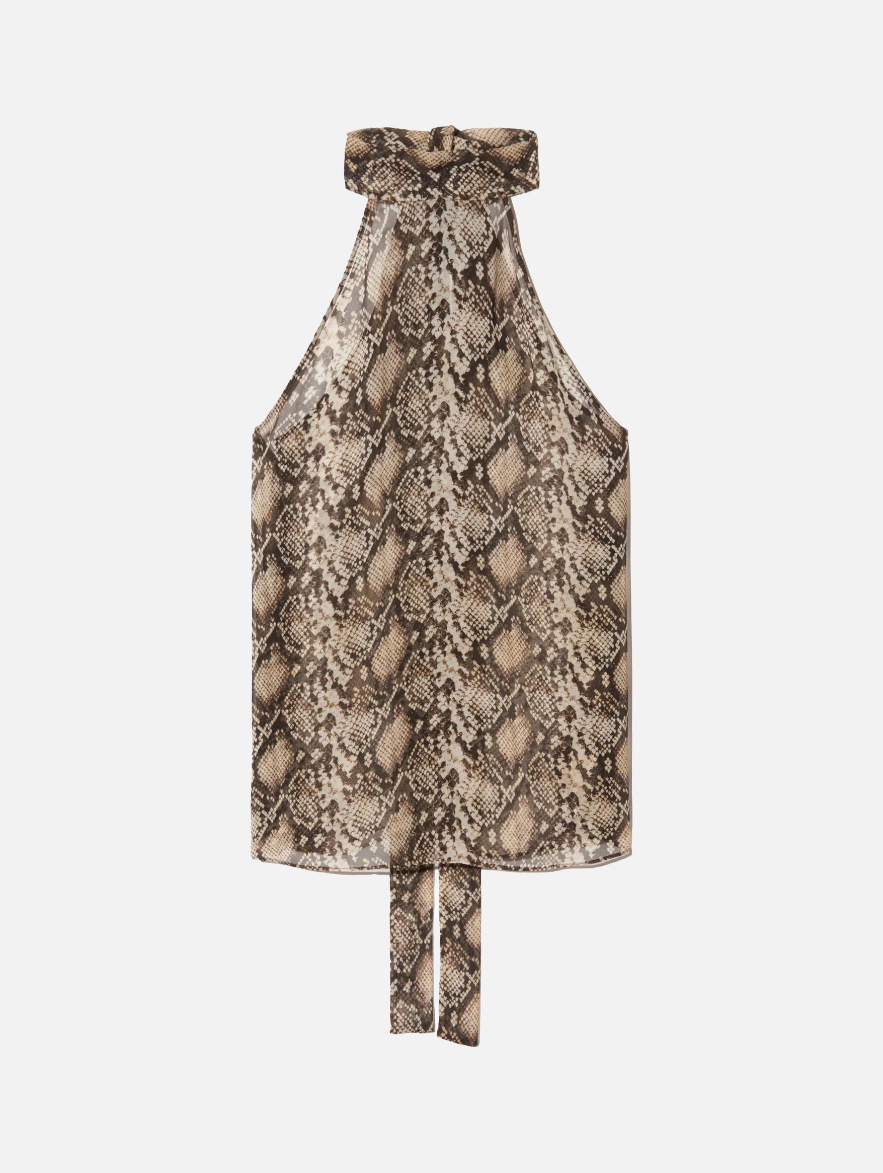 Alla Silk Halterneck Top in Snake Print