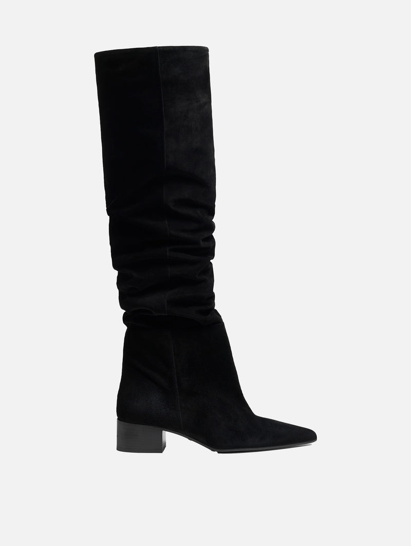 Andee Slouchy Knee-High Boot in Black Suede