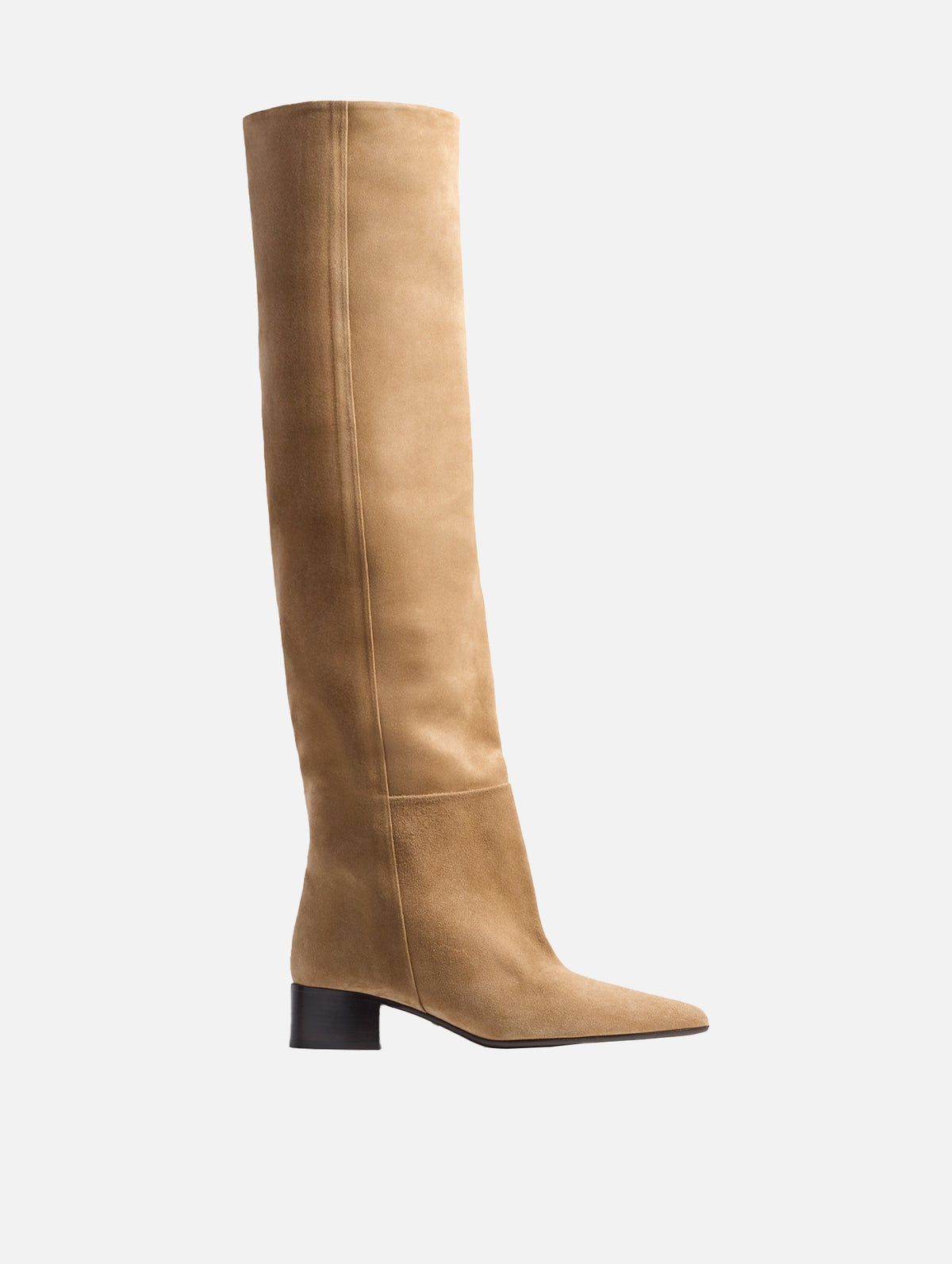 Andee Slouchy Knee-High Boot in Taupe Suede