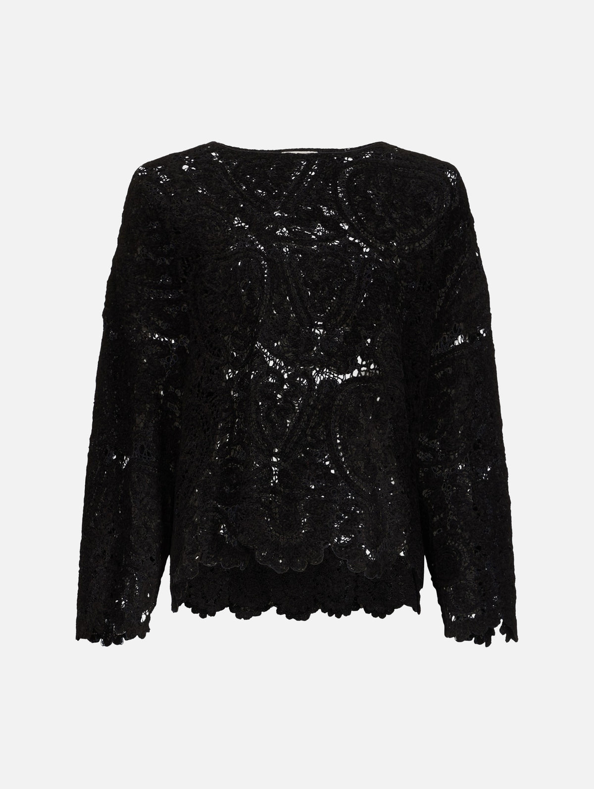Arold Velvet Silk Crochet Sweater in Black