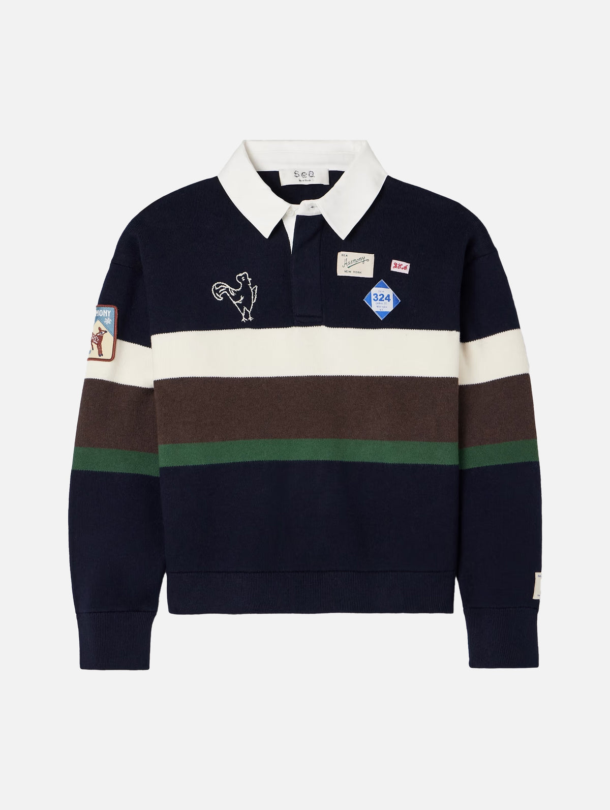 Arther Varsity Knit Rugby Shirt in Navy