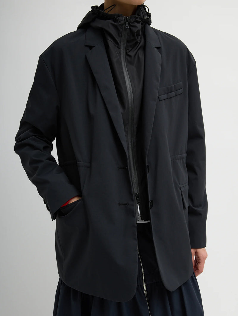 Tech Suiting Anorak Blazer With Zip Off Vest in Black
