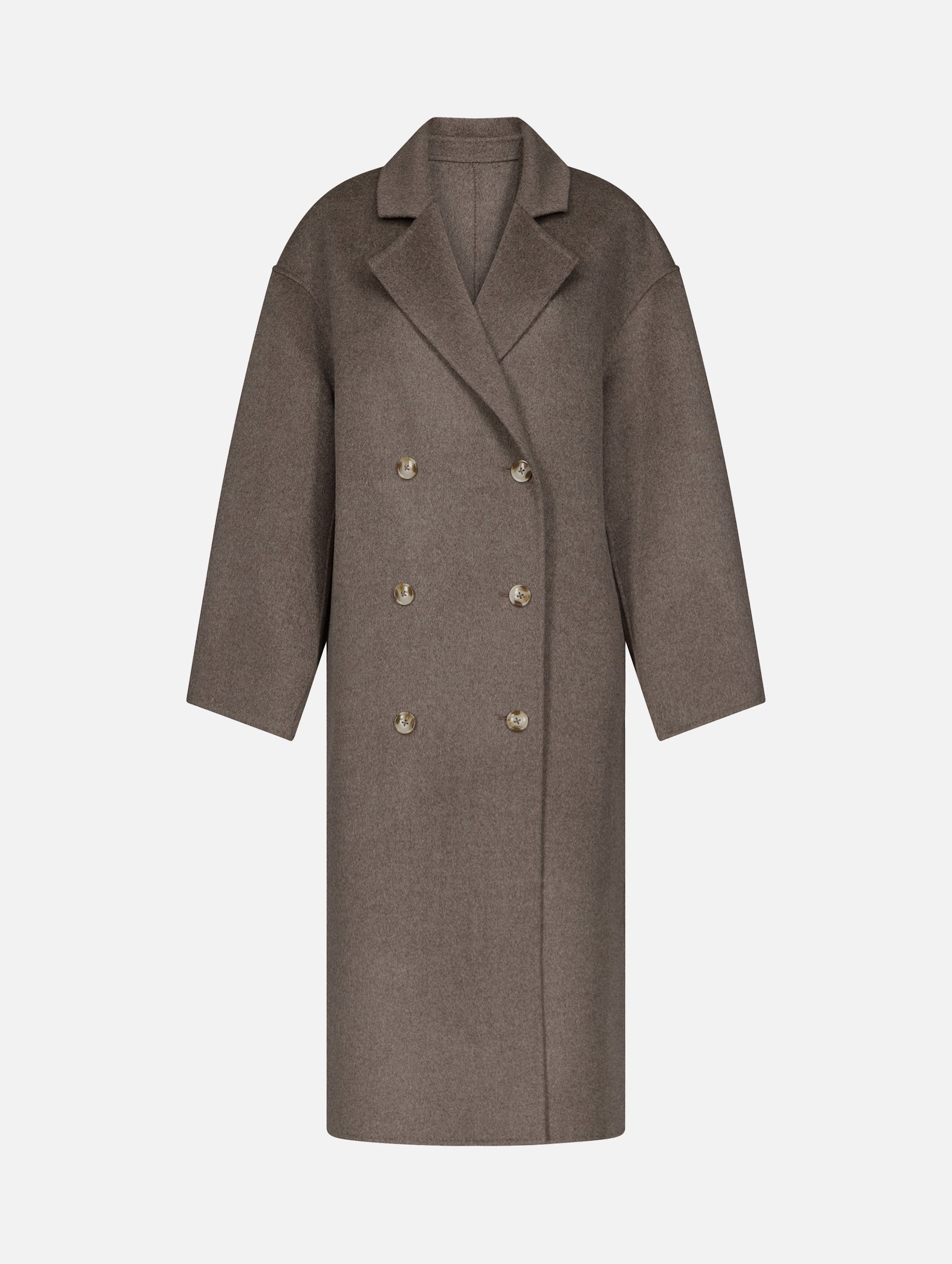 Borneo Wool Long Coat in Taupe Melange