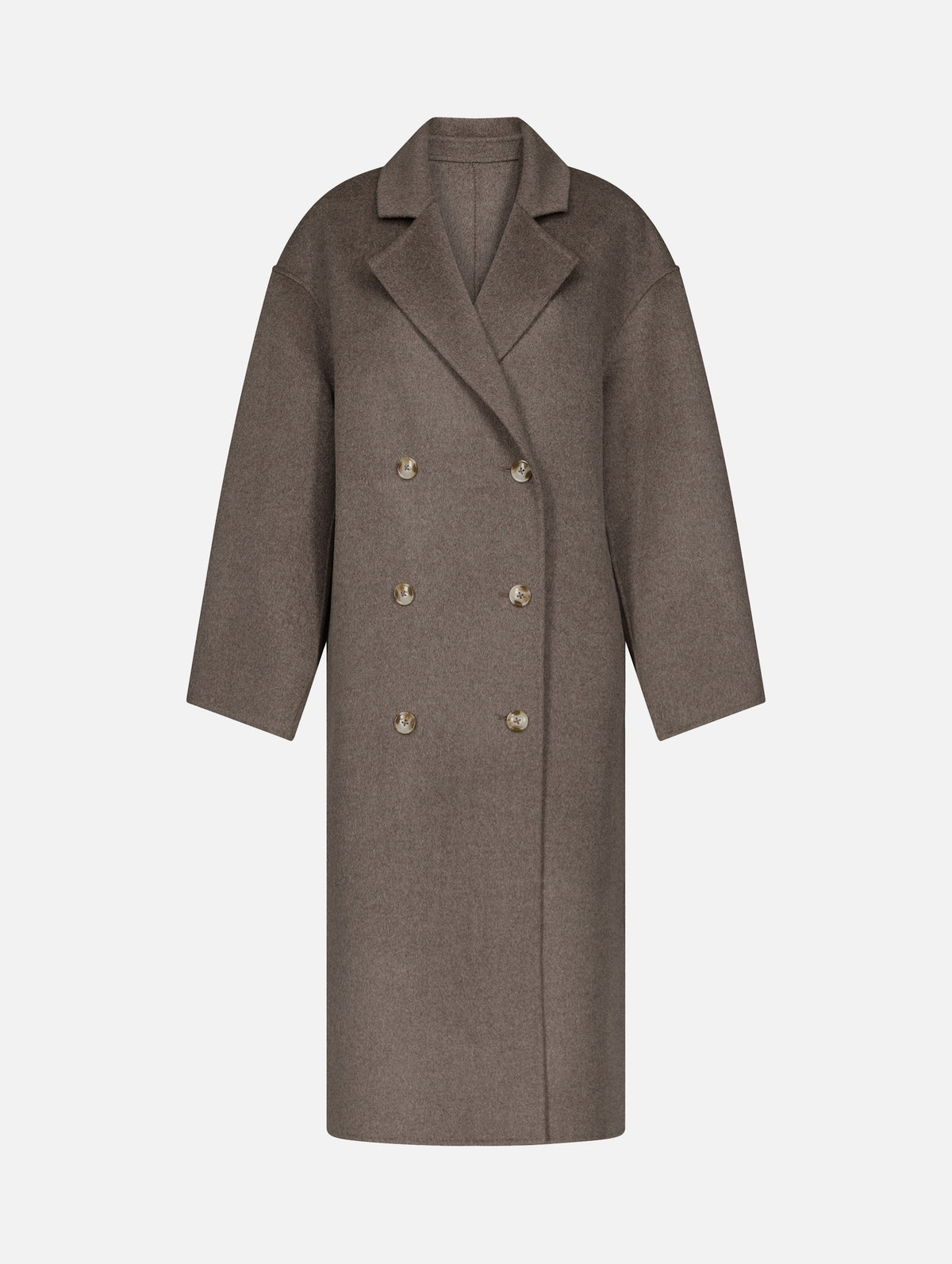 Borneo Wool Long Coat in Taupe Melange