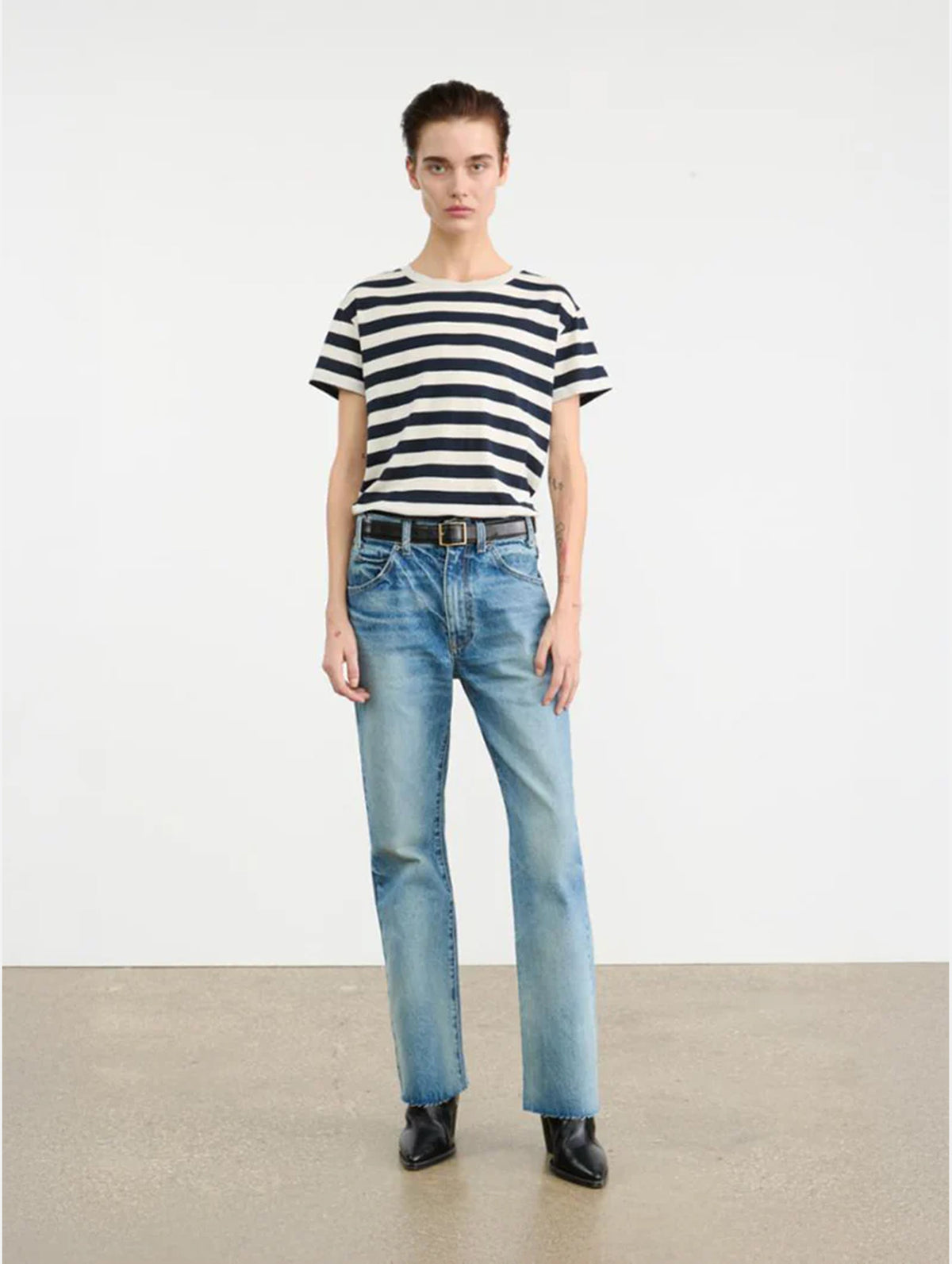 Brady Tee in Dark Navy Stripe