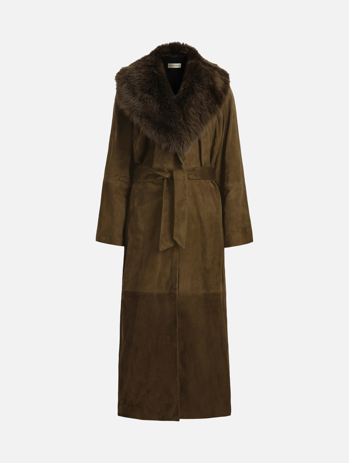 Briona Suede Coat in Deep Olive