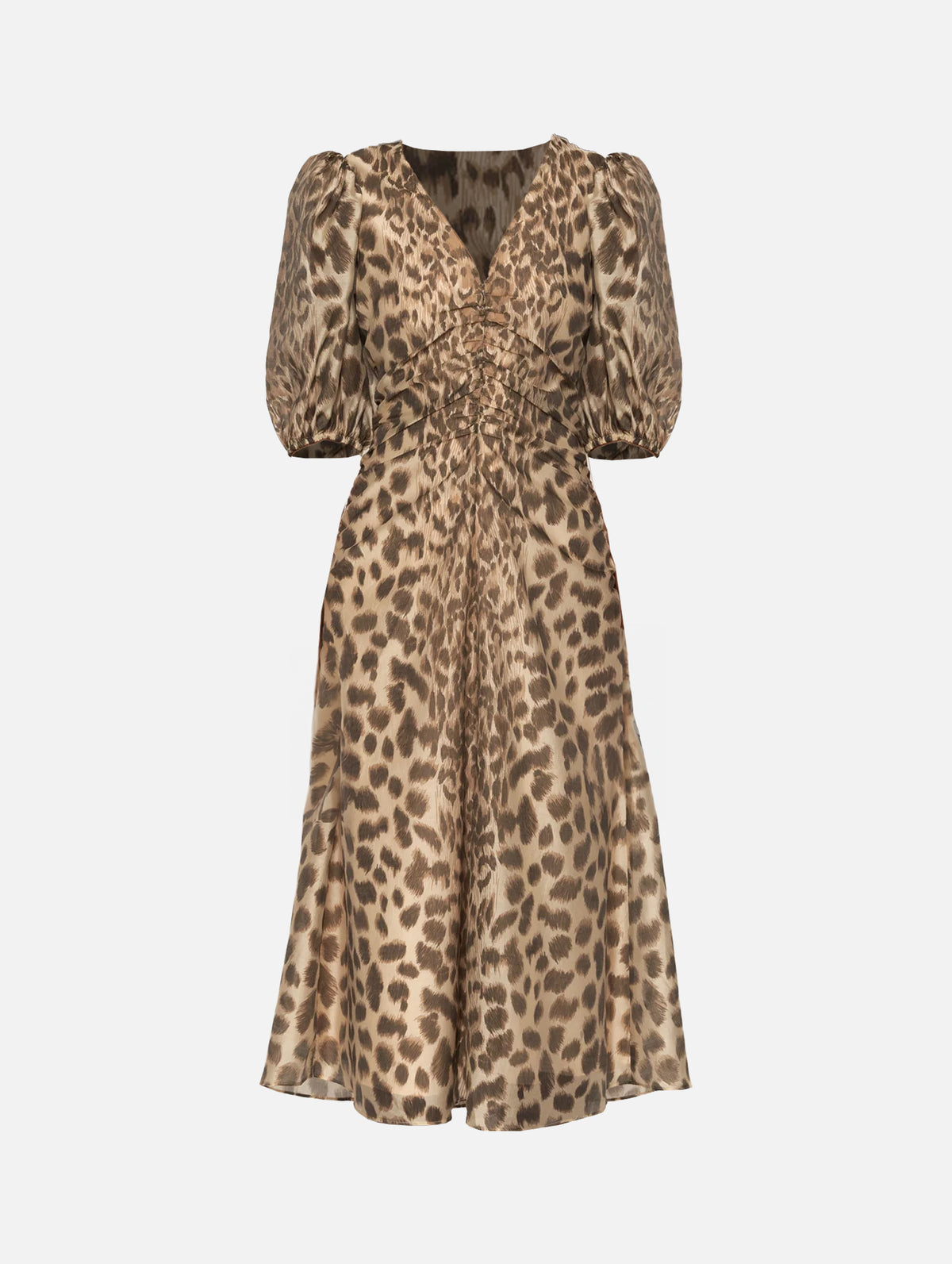 Claude Puff Sleeve Midi Dress in Cream