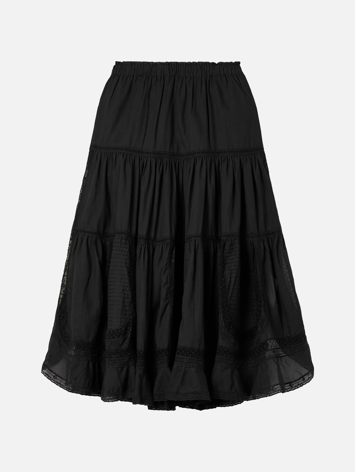 Franca Lace Midi Skirt in Black