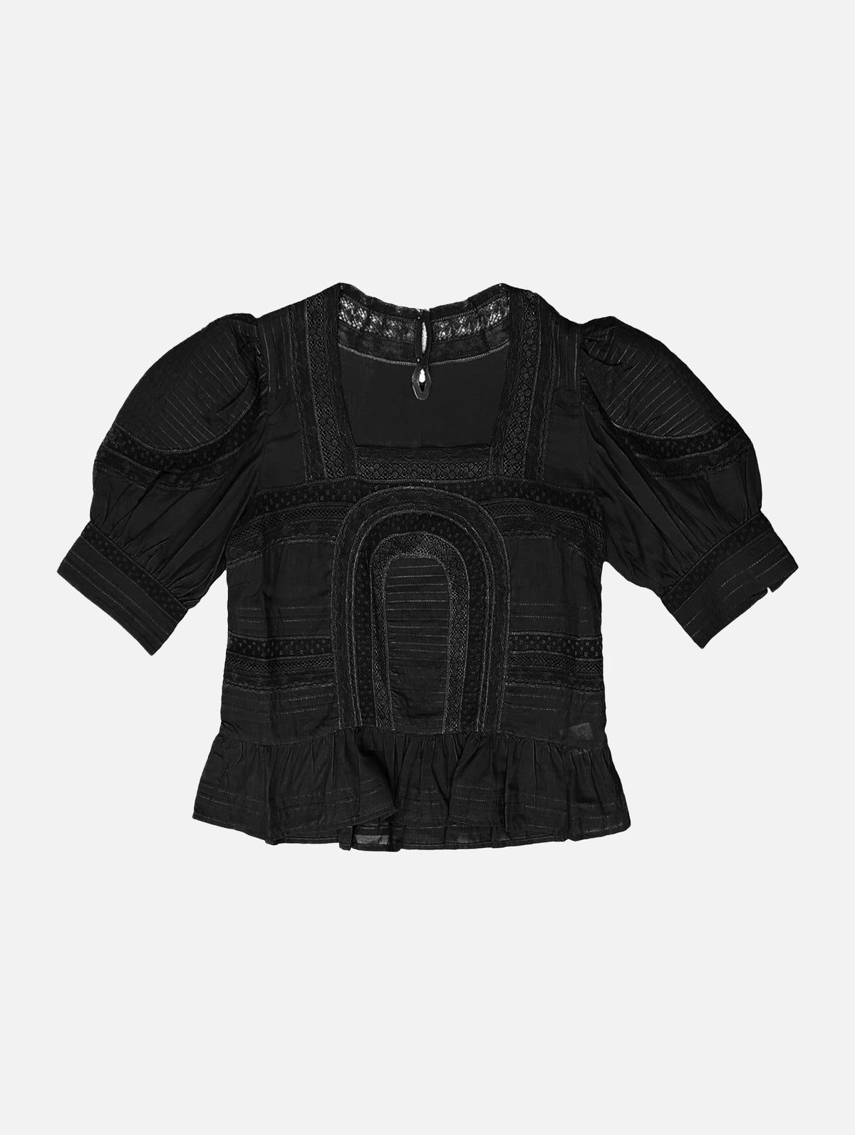 Franca Lace Short Sleeve Top in Black