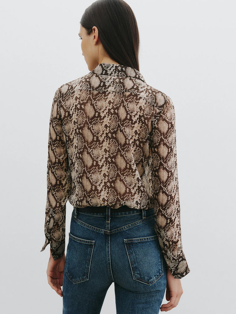 Gaia Slim Shirt in Brown Snake Print