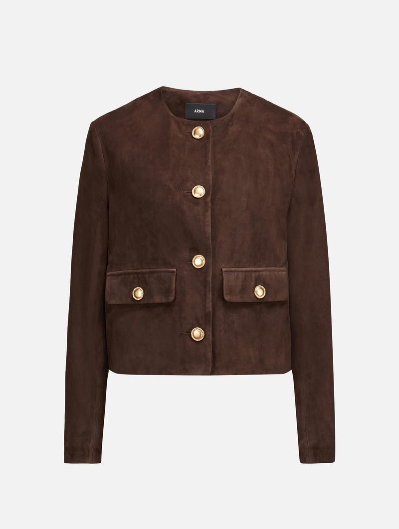 Gaya Suede Jacket in Mud Brown