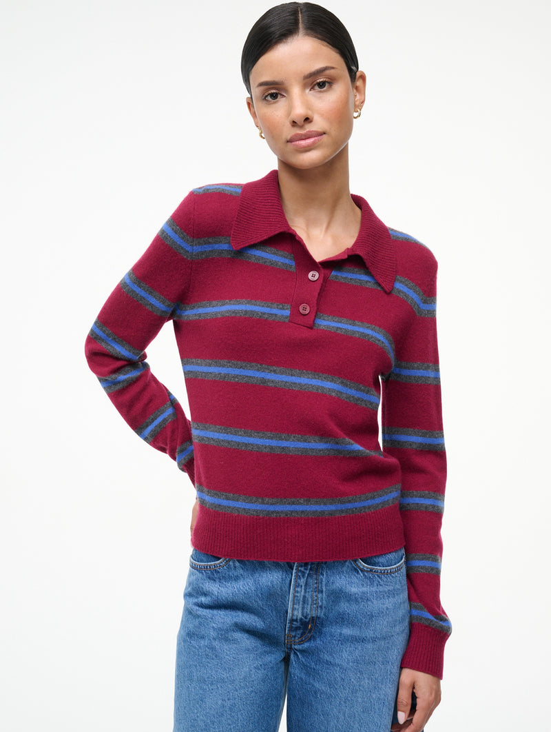 Gemma Cashmere Sweater in Crimson Stripe