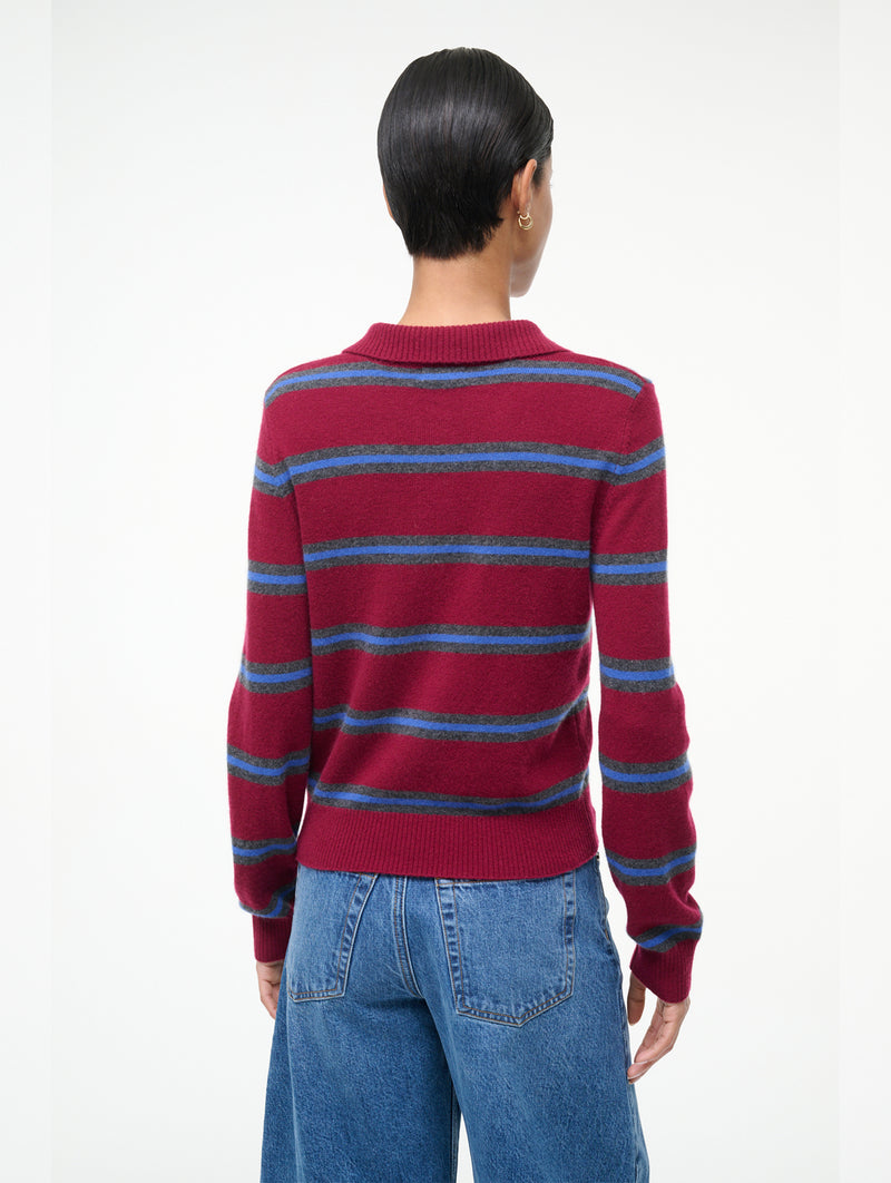 Gemma Cashmere Sweater in Crimson Stripe