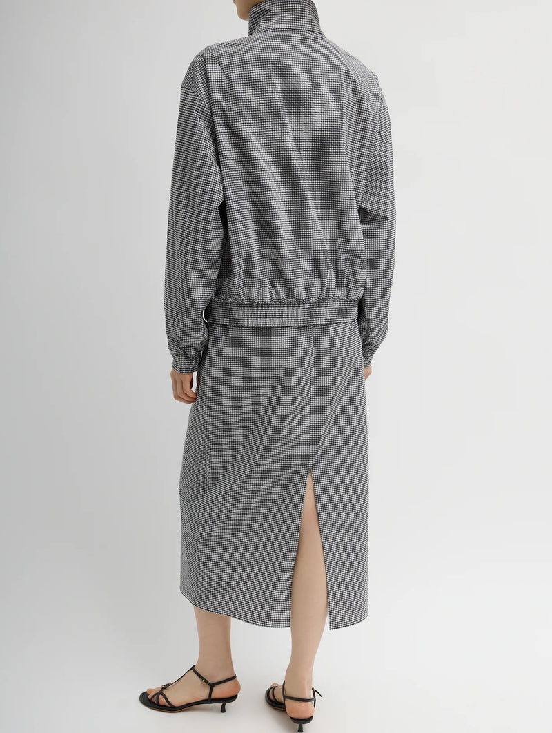 Tech Gingham Track Jacket in Black and White Gingham