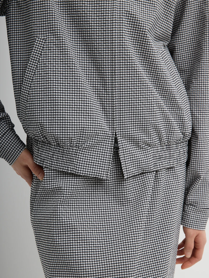 Tech Gingham Track Jacket in Black and White Gingham