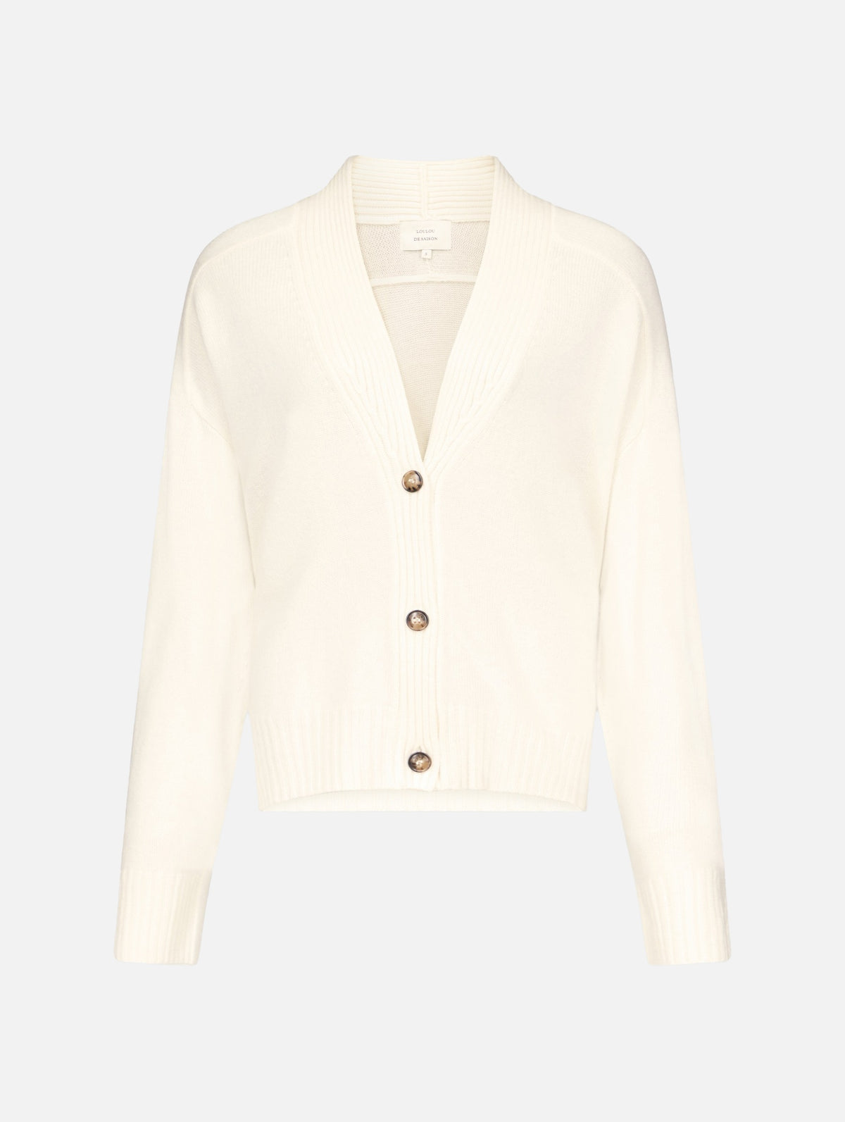 Kaia Cashmere V Neck Cardigan in Ivory