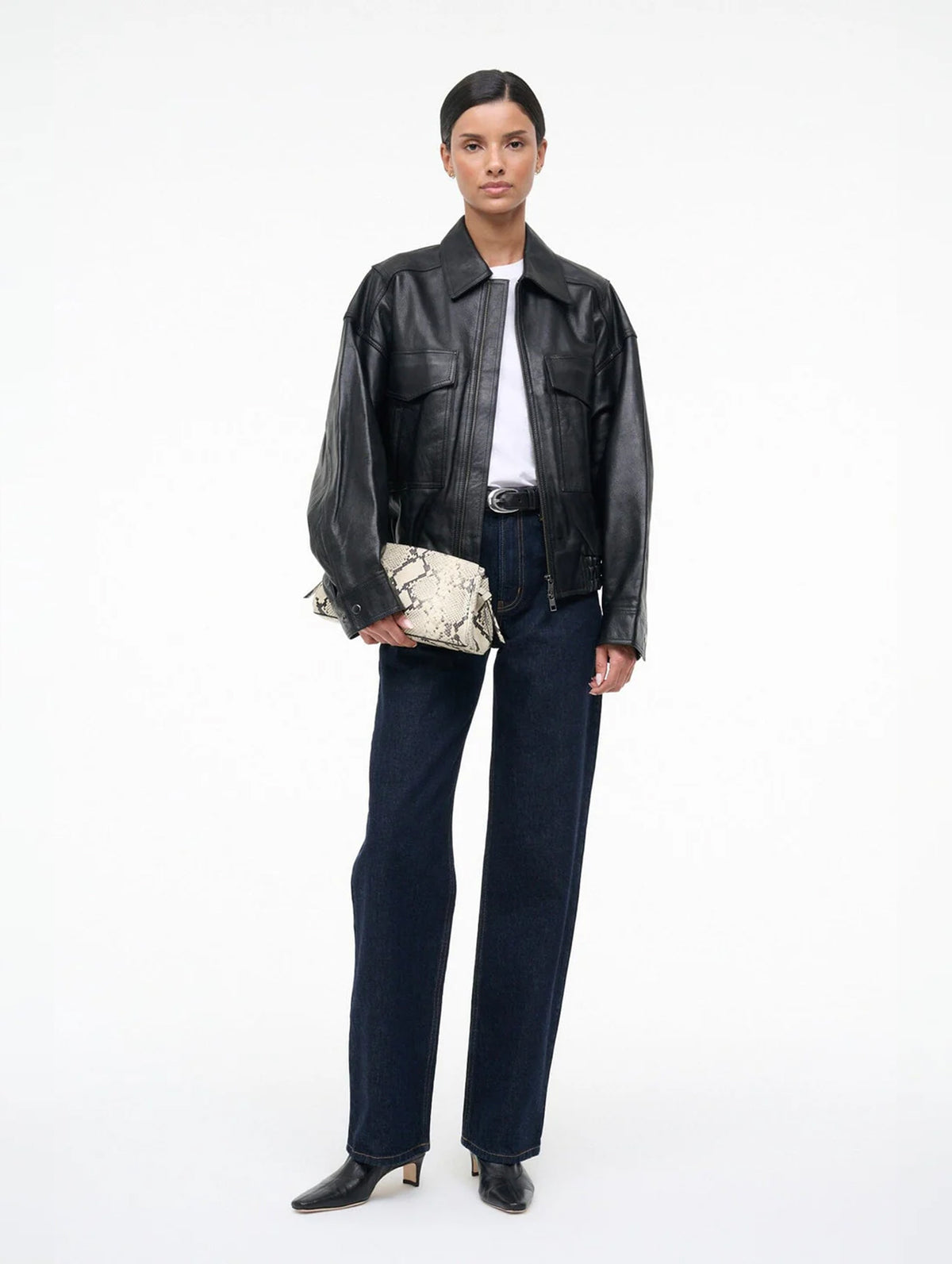 Maude Convertible Clutch in White Snake