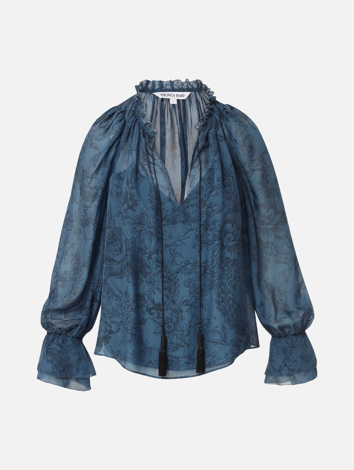 Maxime Silk Blouse in Blue Floral