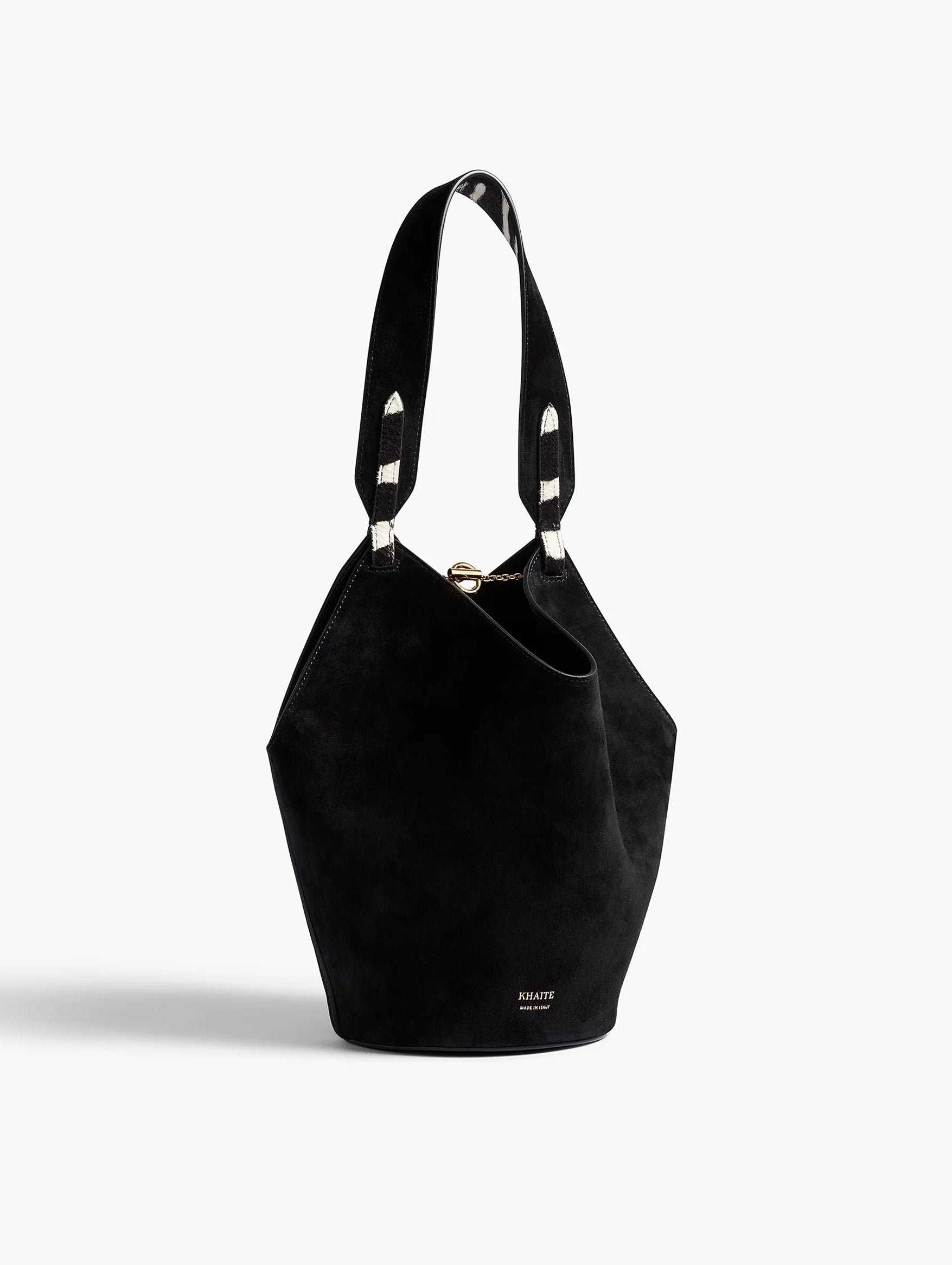 Lotus Mini Tote in Zebra Print Haircalf and Black Suede