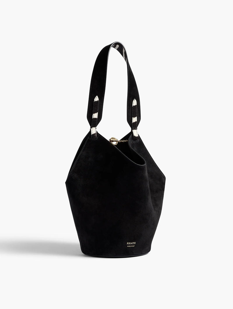 Lotus Mini Tote in Zebra Print Haircalf and Black Suede