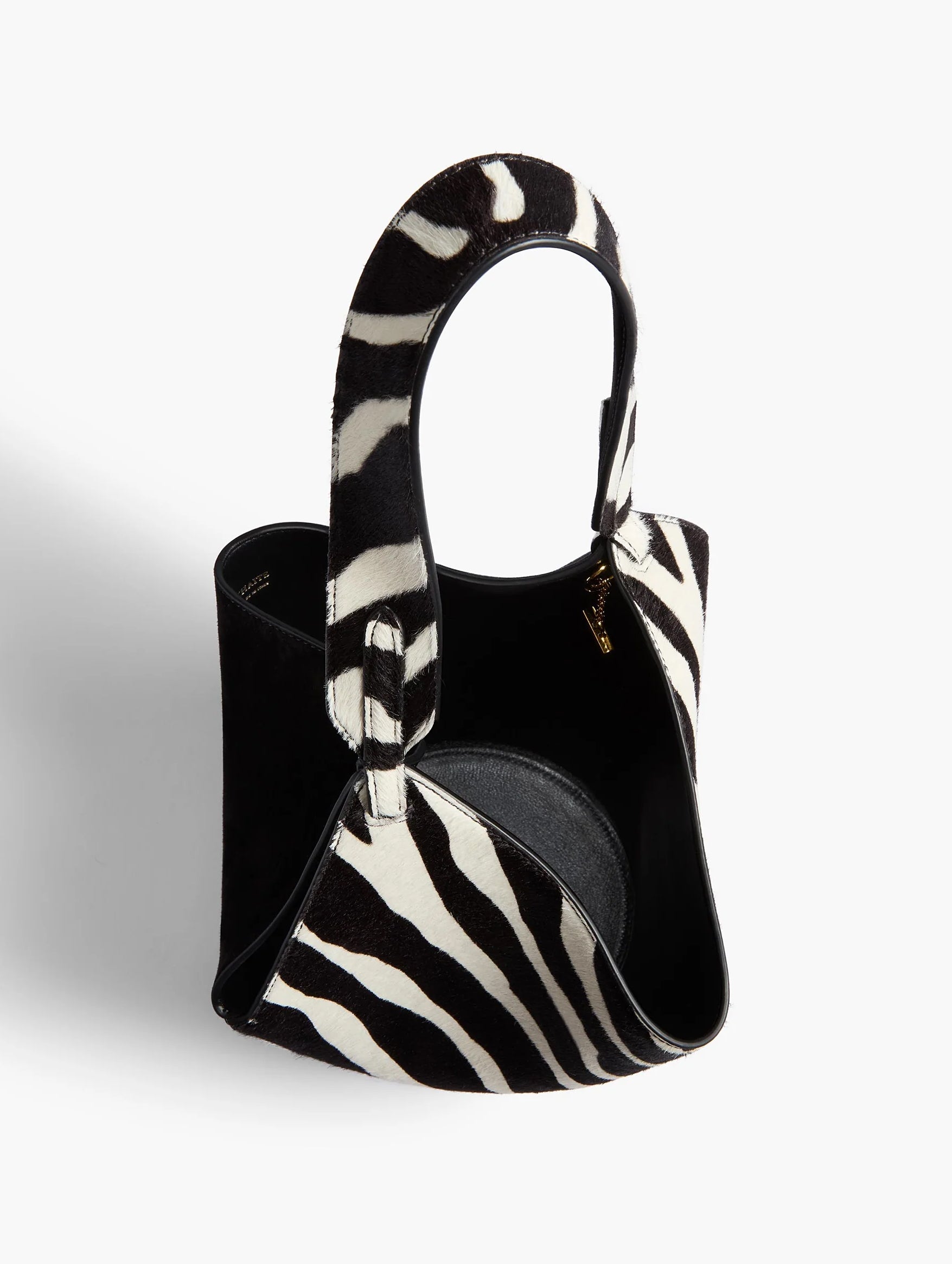 Lotus Mini Tote in Zebra Print Haircalf and Black Suede