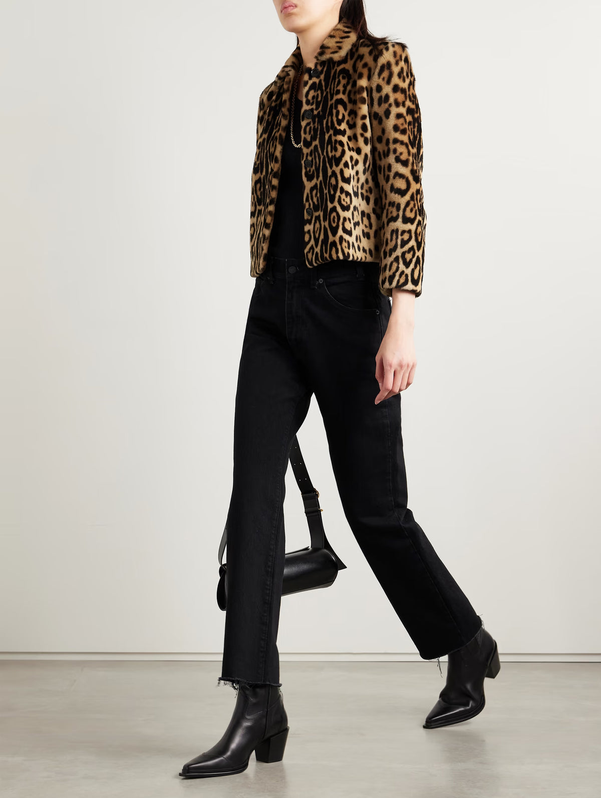 Montmartre Shearling Cropped Jacket in Leopard