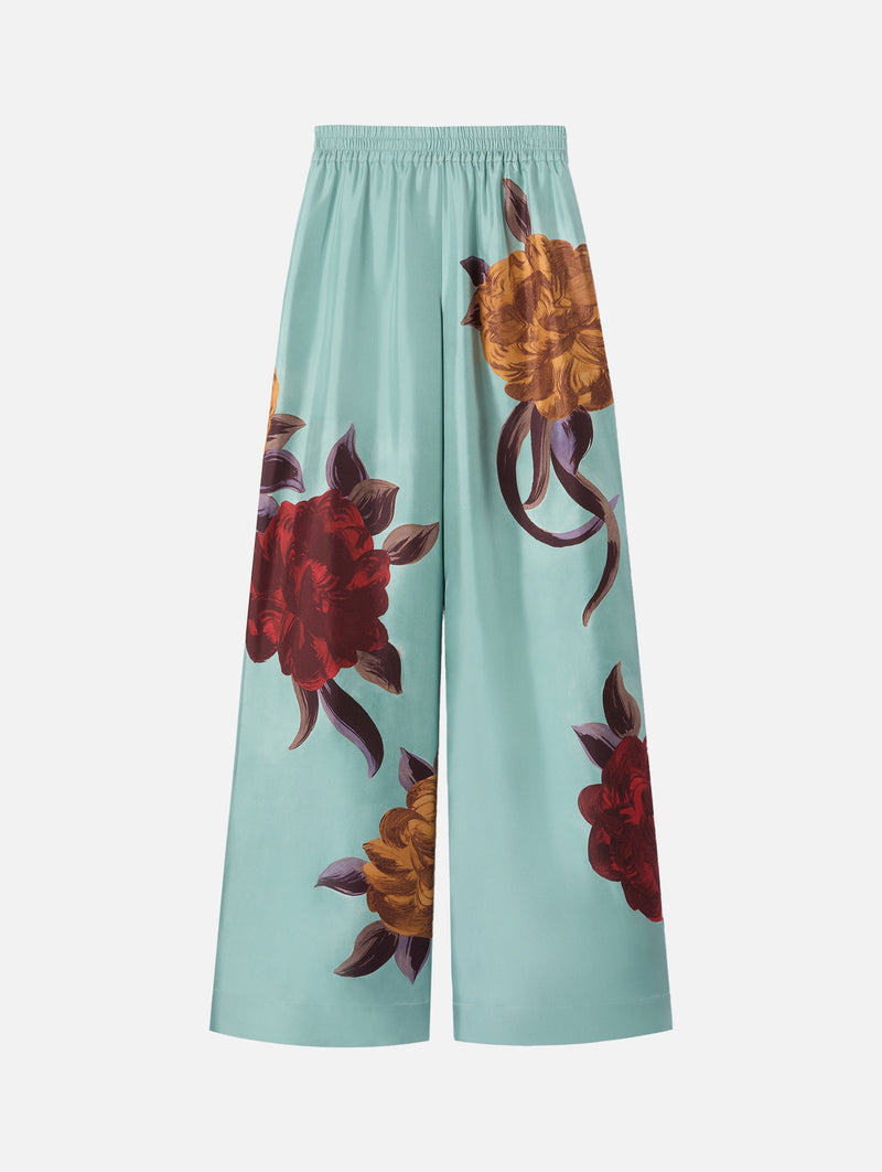 Palazzo Silk Pant in Peony Placée