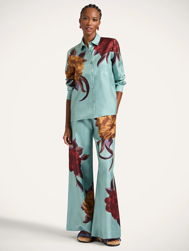 Palazzo Silk Pant in Peony Placée