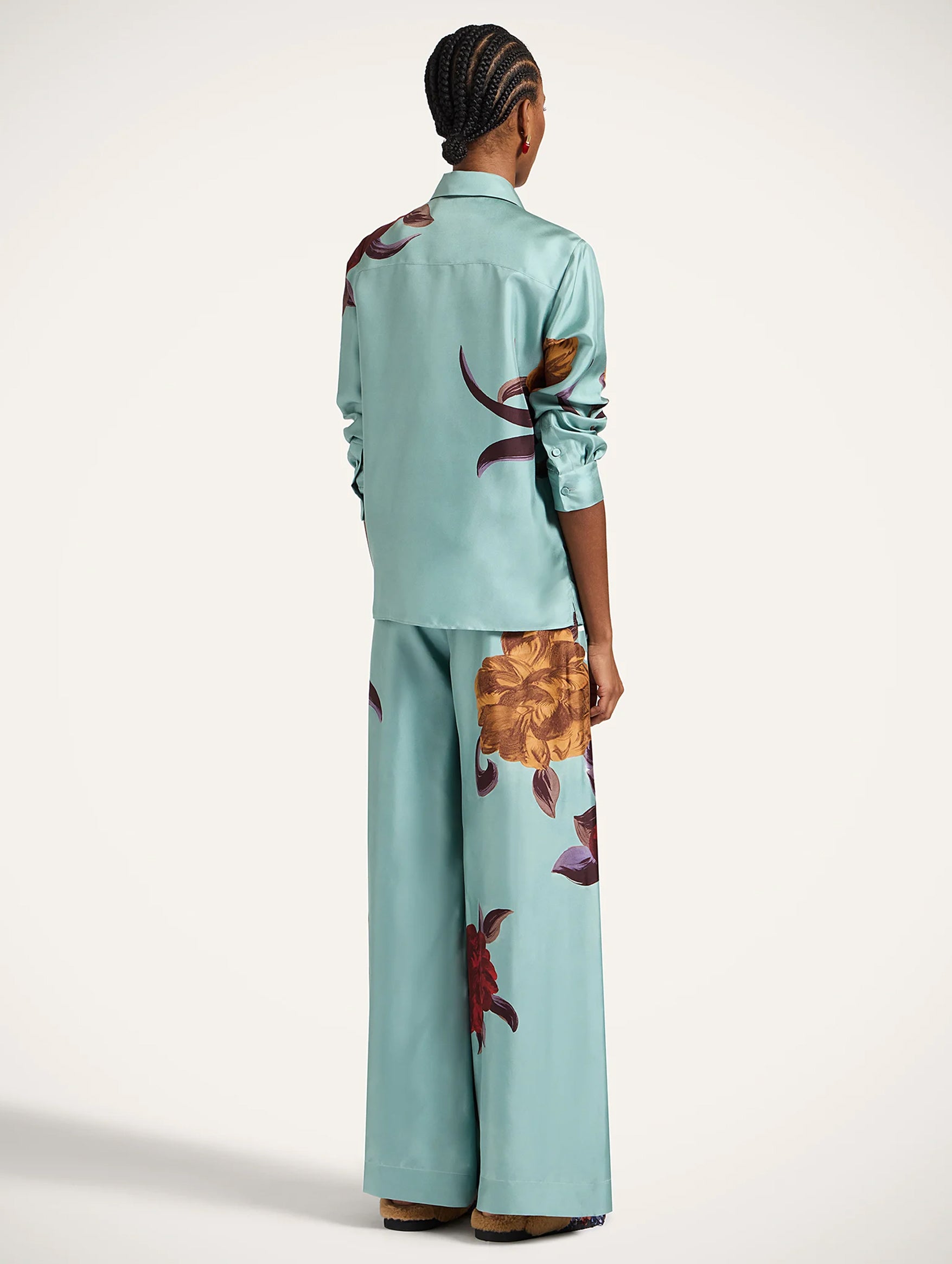 Palazzo Silk Pant in Peony Placée